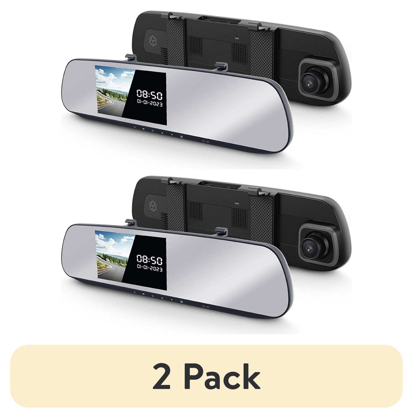 (2 Pack)  Roadcam Mirror 1080P Mirror Mount Dash Cam, Universal Compatibility with Smart G-Sensor, 4.7" Monitor, Adjustable Lens, Wide Angle View, BT533147
