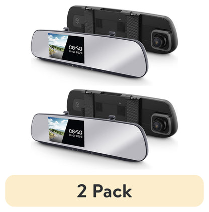 (2 Pack)  Roadcam Mirror 1080P Mirror Mount Dash Cam, Universal Compatibility with Smart G-Sensor, 4.7" Monitor, Adjustable Lens, Wide Angle View, BT533147