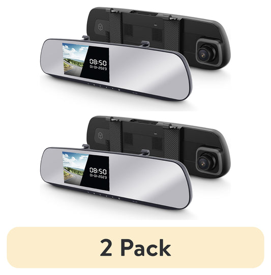 (2 Pack)  Roadcam Mirror 1080P Mirror Mount Dash Cam, Universal Compatibility with Smart G-Sensor, 4.7" Monitor, Adjustable Lens, Wide Angle View, BT533147