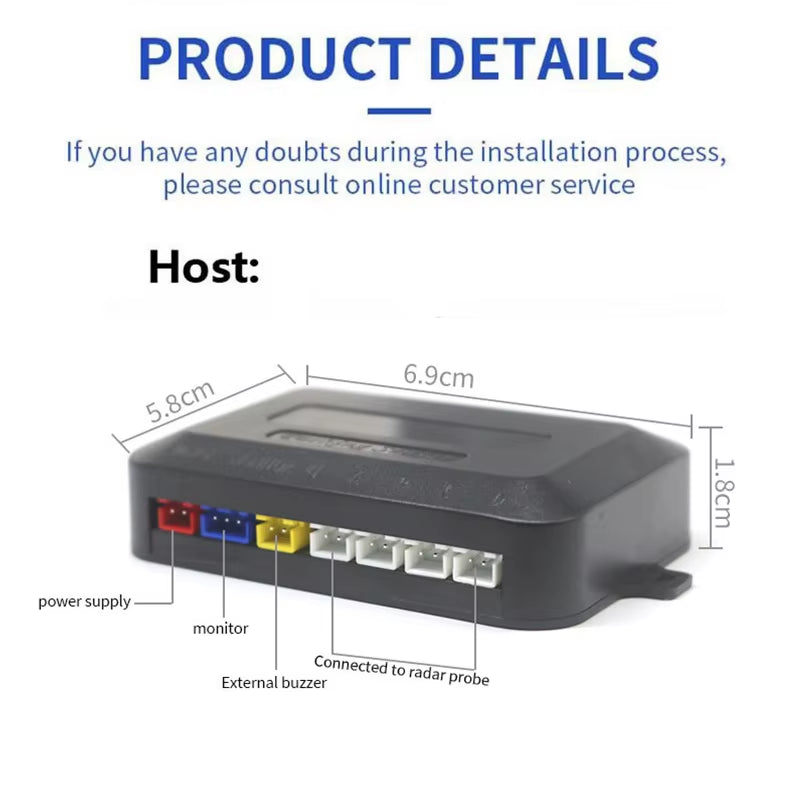 Car Reverse Radar Kit Vehicle Parking Sensor System with 4 Parking Sensors Backup Radar with LED Distance Display Beep Alarm