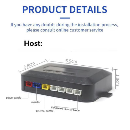 Car Reverse Radar Kit Vehicle Parking Sensor System with 4 Parking Sensors Backup Radar with LED Distance Display Beep Alarm