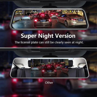 IFCOW 10" 1080P Mirror Dash Cam,Full Touch Screen Backup Camera Front and Rear View Parking Monitor with Super Night Vision, Motion Detection, Loop Recording 24H Parking Mode,Easy to Install