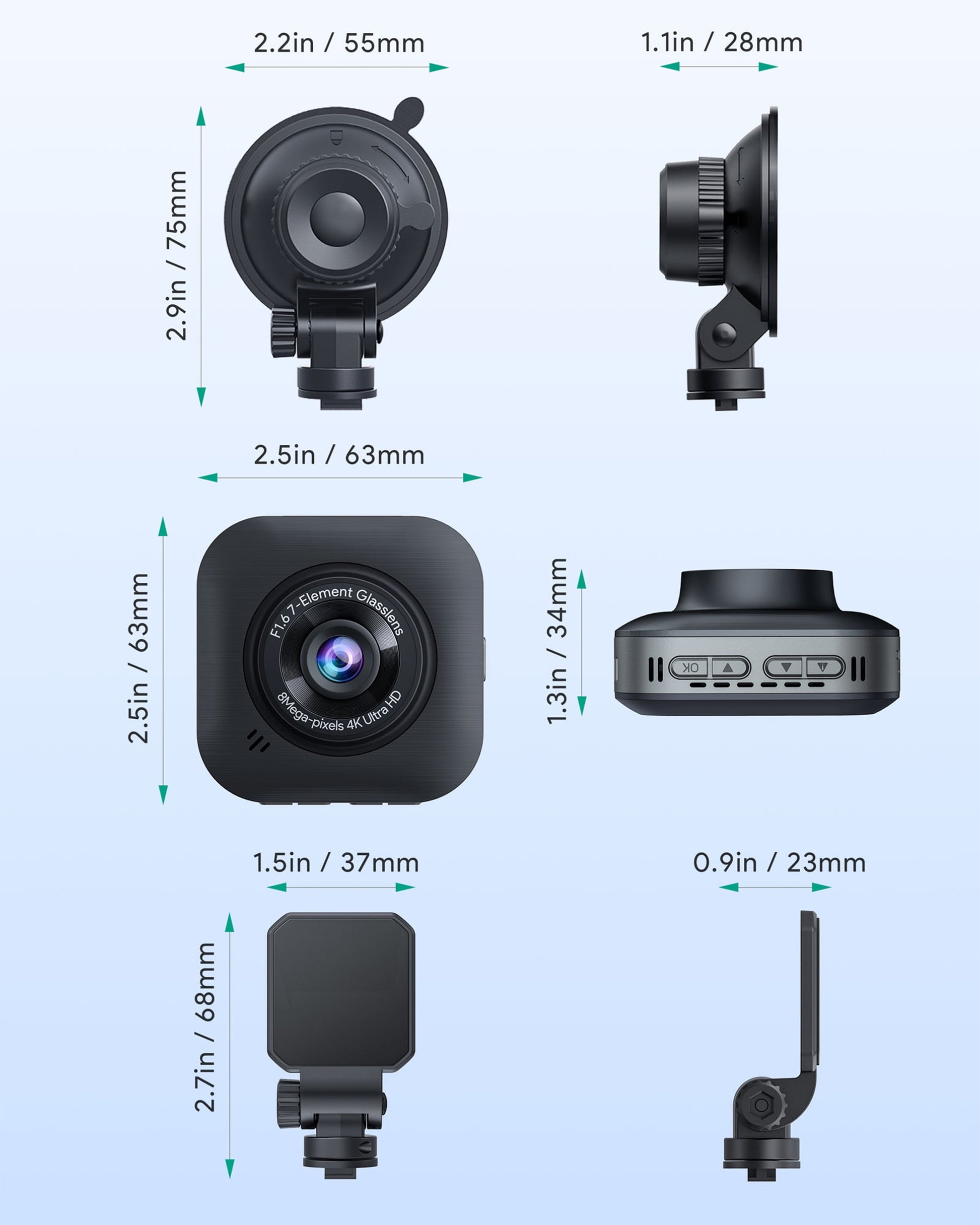 Tacklife 4K Car Dash Cam, Front Dashcam with Wifi & GPS, 2" IPS Screen, 170° Wide Angle, Loop and Emergency Recording, Parking Monitor, G-Sensor, WDR