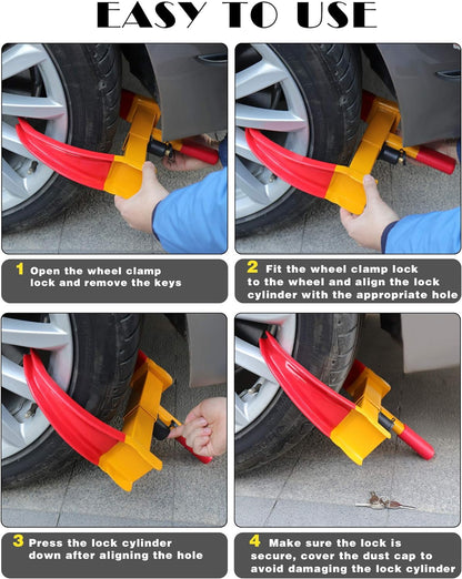 Steering Wheel Lock and Car Wheel Lock Double Protection for Your Car anti Theft