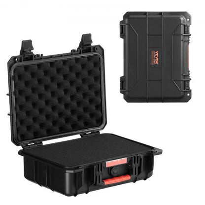 VEVOR 0.56 Cu.Ft Weatherproof Hard Case with Handle Clips Padlock Holes PU Foam Protect Pistol, Microphone, and Camera Equipment