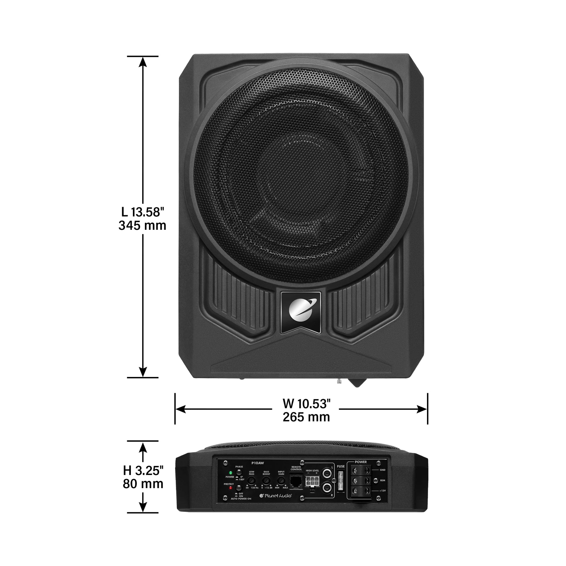 P10AW 10 Inch 1000 Watt under Seat Powered Car Subwoofer
