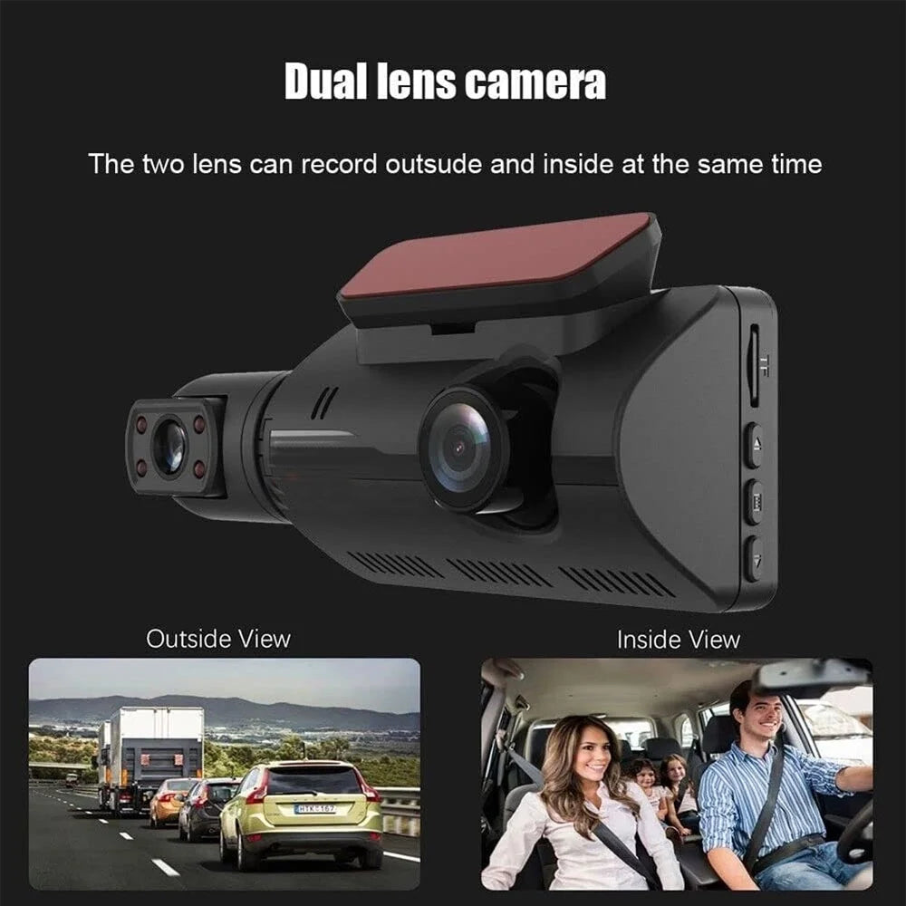 Universal 3'' LCD Car DVR 1080P HD Dash Cam Dual Lens Recorder Wide Angle Camera with Night Vision, G-Sensor, Crash Detection, Parking Monitor
