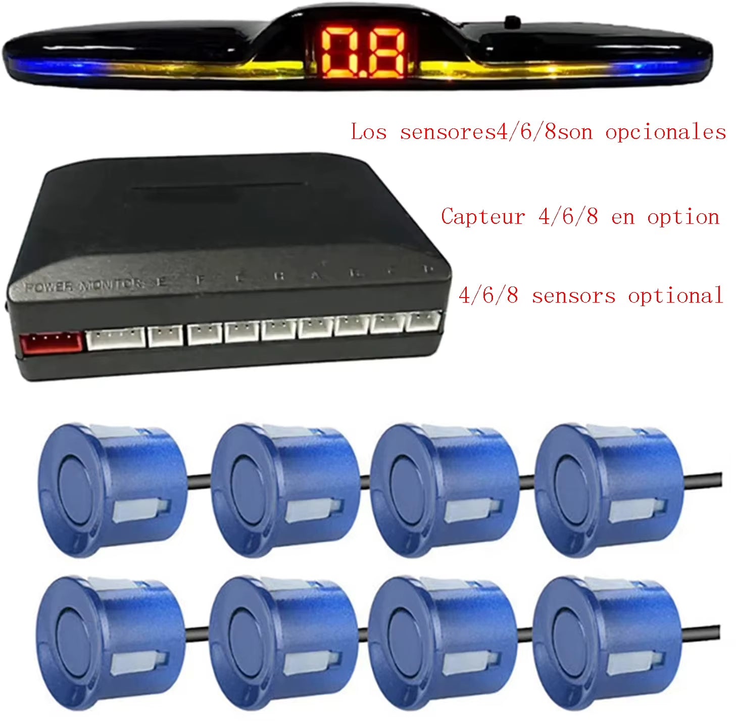 Multiple Radar Parking Sensor Kit Backlight Park Tronic LED Display System Backup Monitor Detector Assistant 4/6/8 Radar Sensor