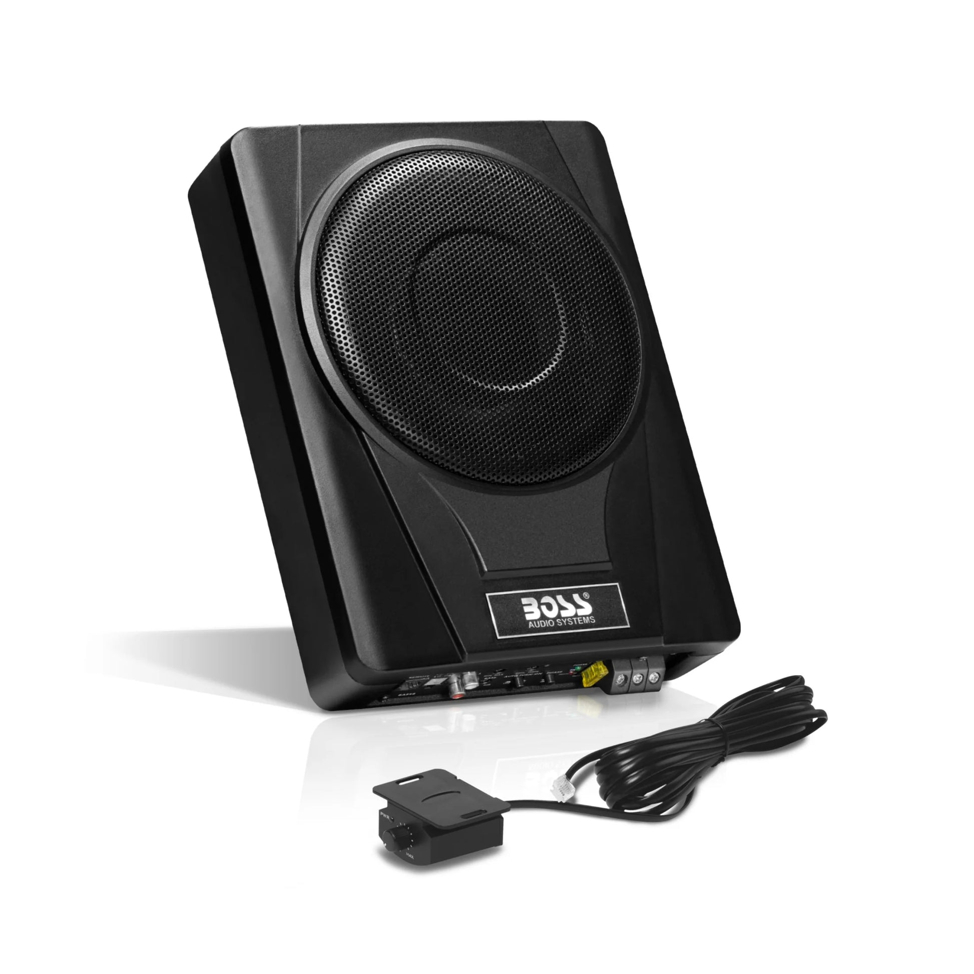 BASS8 8 Inch Powered under Seat Car Subwoofer – 800 Watts Max, Single 4 Ohm Voice Coil, Built-In Amp, Remote Subwoofer Control, Sold Individually