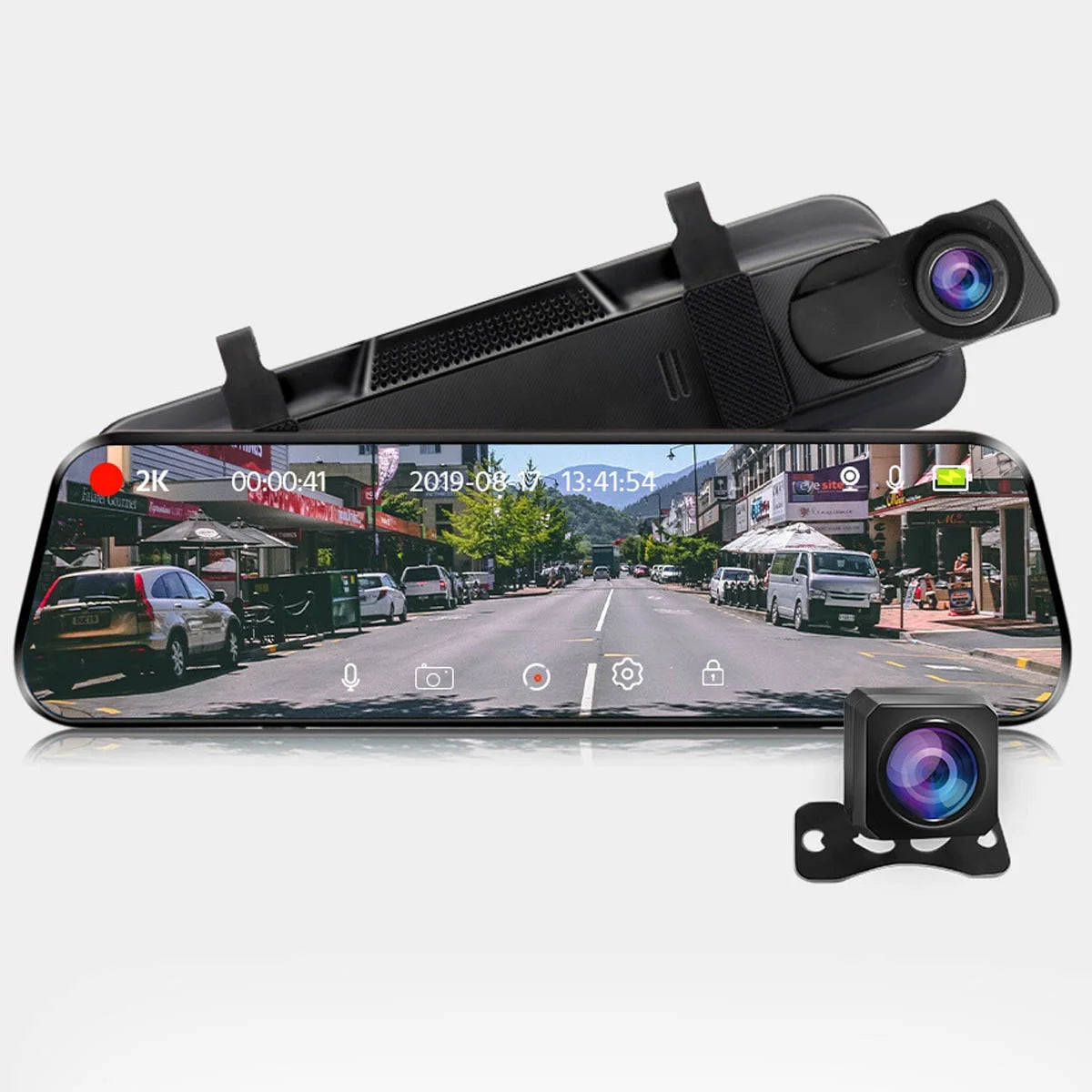 IFCOW 10" 1080P Mirror Dash Cam,Full Touch Screen Backup Camera Front and Rear View Parking Monitor with Super Night Vision, Motion Detection, Loop Recording 24H Parking Mode,Easy to Install