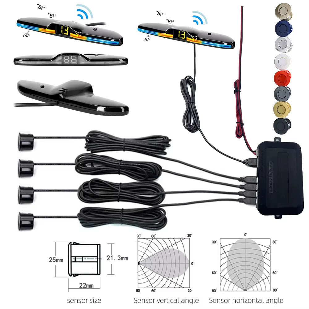 Multiple Radar Parking Sensor Kit Backlight Park Tronic LED Display System Backup Monitor Detector Assistant 4/6/8 Radar Sensor