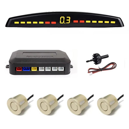 Car Reverse Radar Kit Vehicle Parking Sensor System with 4 Parking Sensors Backup Radar with LED Distance Display Beep Alarm