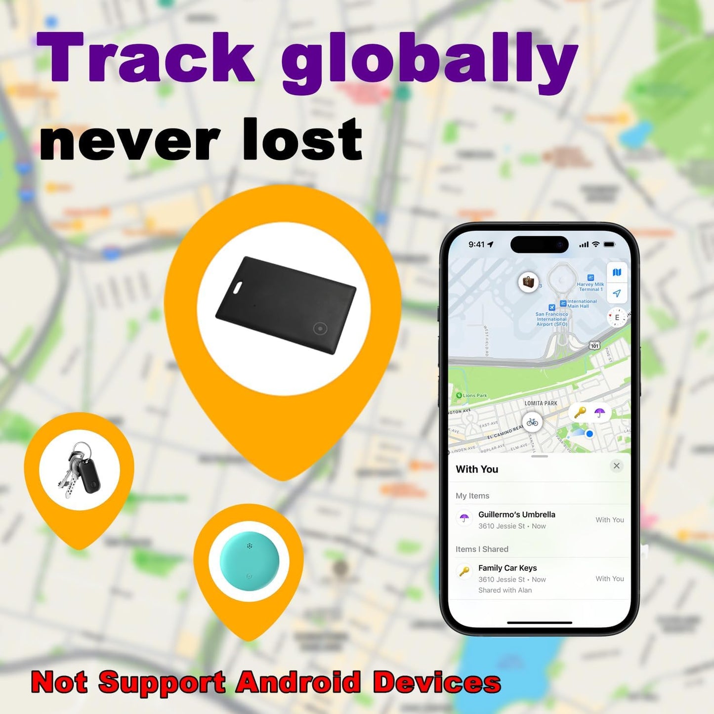 Slim Wallet Tracker Card with Find My Network - Works like Airtag, Locate Your Wallet Easily
