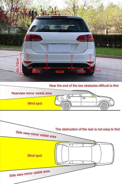Car Front and Rear Reversing Radar Kit, Led Buzzer Alarm 8 Sensor Front and Rear Parking Sensor Prompt