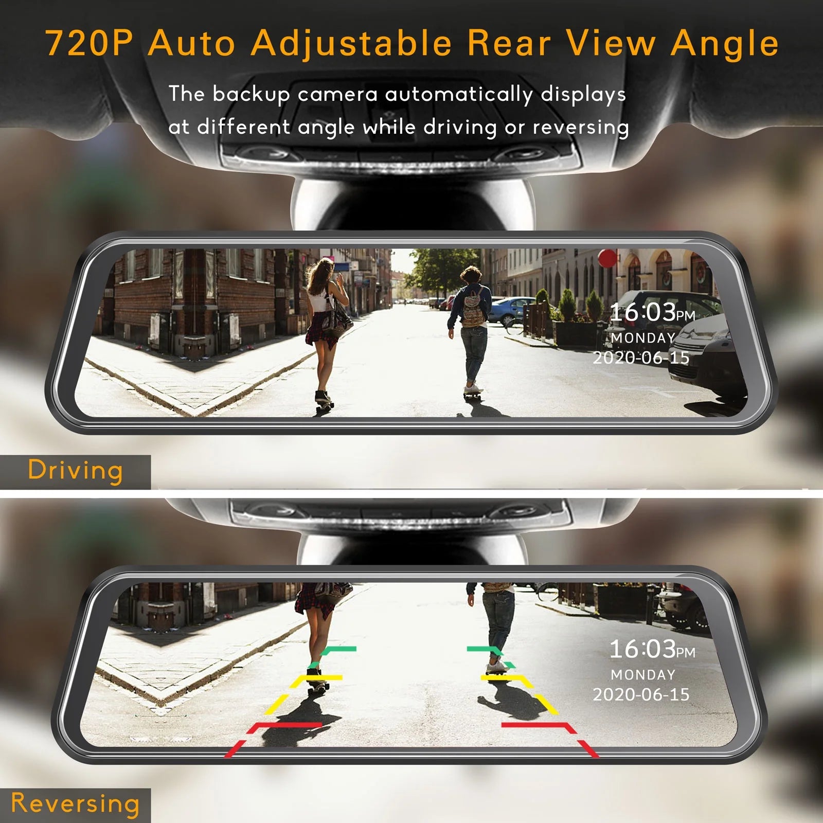 1080P Mirror Dash Cam for Car, 10" Full Touch Screen Dashcam Front and Rear, Night Vision, Parking Assist, Loop Recording, G-Sensor