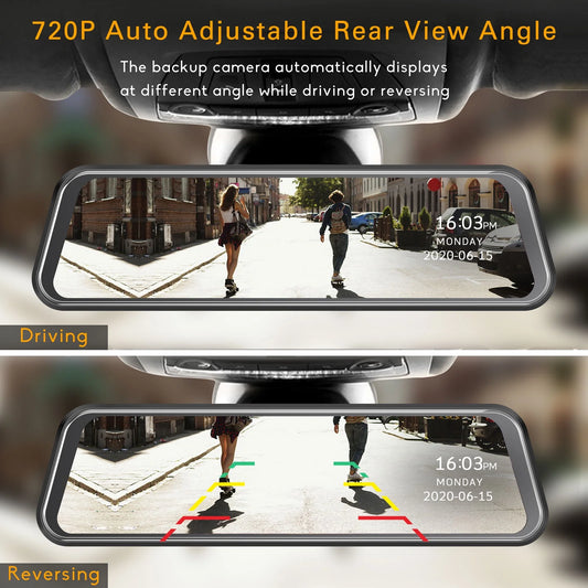 1080P Mirror Dash Cam for Car, 10" Full Touch Screen Dashcam Front and Rear, Night Vision, Parking Assist, Loop Recording, G-Sensor