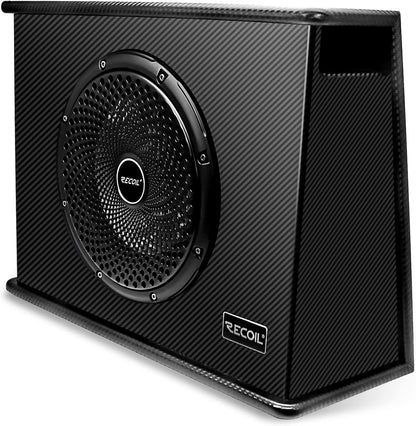 SWS10 10 Inch 600W Slim Active Ported Subwoofer Enclosure with Installation Wiring Kits and Line Output Converter/Line Driver