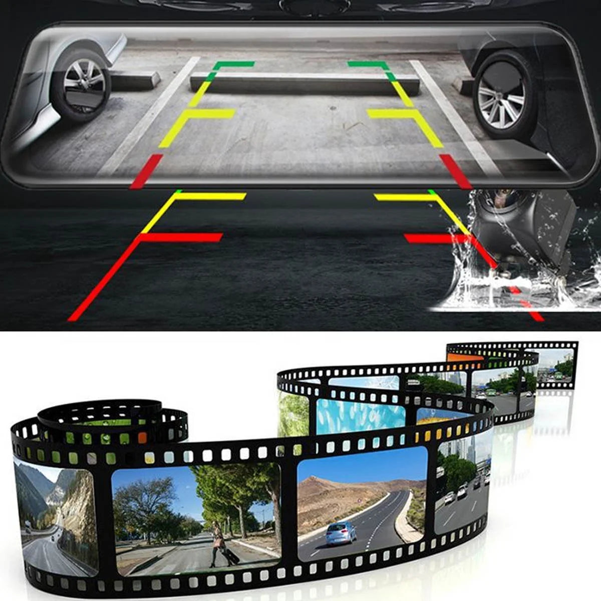 IFCOW 10" 1080P Mirror Dash Cam,Full Touch Screen Backup Camera Front and Rear View Parking Monitor with Super Night Vision, Motion Detection, Loop Recording 24H Parking Mode,Easy to Install