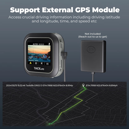 Tacklife 4K Car Dash Cam, Front Dashcam with Wifi & GPS, 2" IPS Screen, 170° Wide Angle, Loop and Emergency Recording, Parking Monitor, G-Sensor, WDR