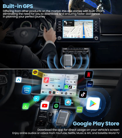 Wireless Carplay Adapter, Android Auto Adapter for Car with Google Play/Netflix/Youtube/Google Map, Grey