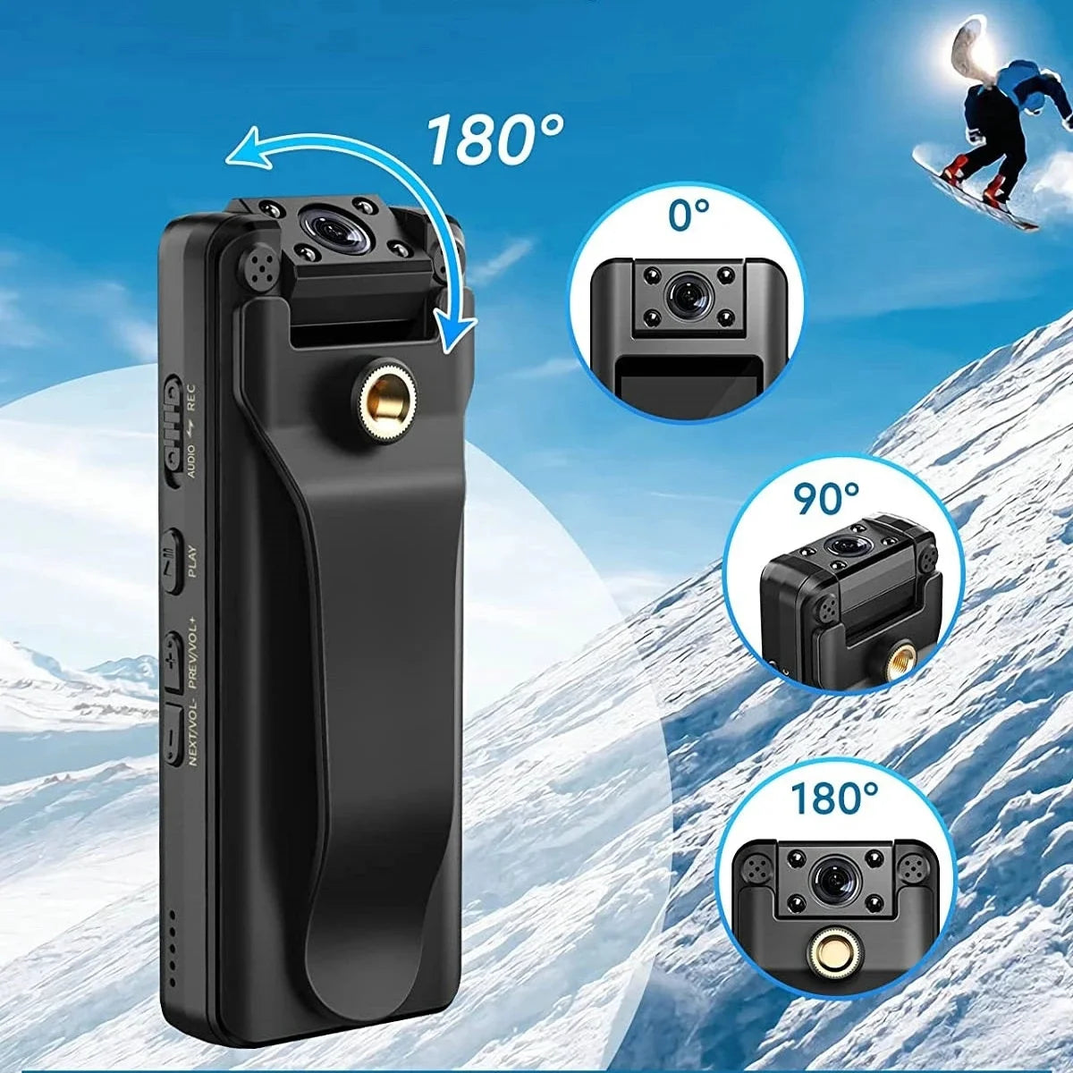 64GB Small Body Camera Mini Camera HD 1080P Camcorder Recording Infrared LCD Screen DVR DV Audio Video Record Support