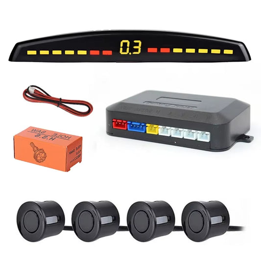 Car Reverse Radar Kit Vehicle Parking Sensor System with 4 Parking Sensors Backup Radar with LED Distance Display Beep Alarm