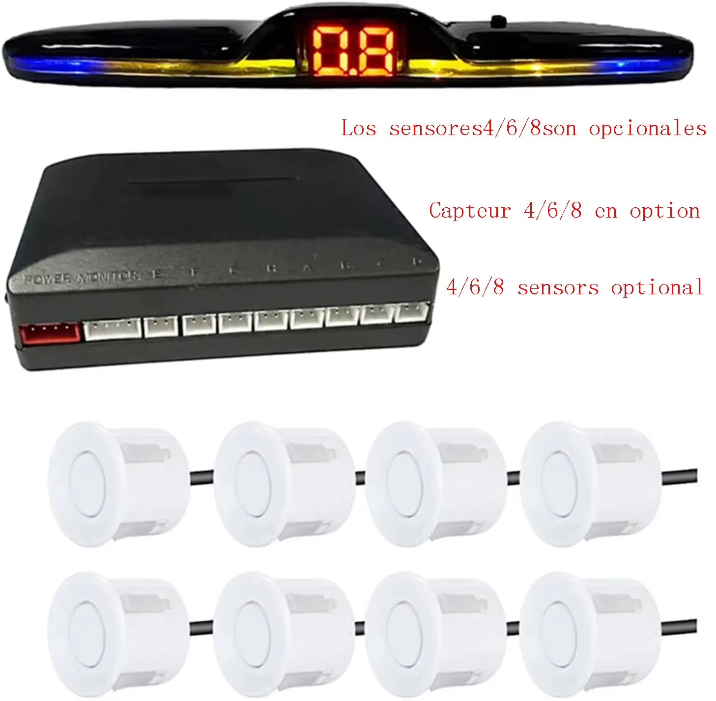 Multiple Radar Parking Sensor Kit Backlight Park Tronic LED Display System Backup Monitor Detector Assistant 4/6/8 Radar Sensor