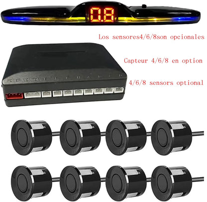 Multiple Radar Parking Sensor Kit Backlight Park Tronic LED Display System Backup Monitor Detector Assistant 4/6/8 Radar Sensor