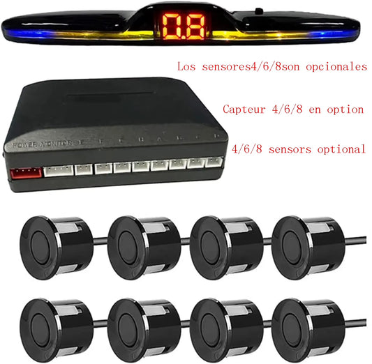 Multiple Radar Parking Sensor Kit Backlight Park Tronic LED Display System Backup Monitor Detector Assistant 4/6/8 Radar Sensor
