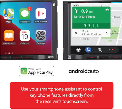 DCPA71 7-Inch Certified Apple Carplay Android Auto | Double DIN Touchscreen Car Stereo Radio | Bluetooth Hands Free Calling & Music Streaming | Backup Camera Input