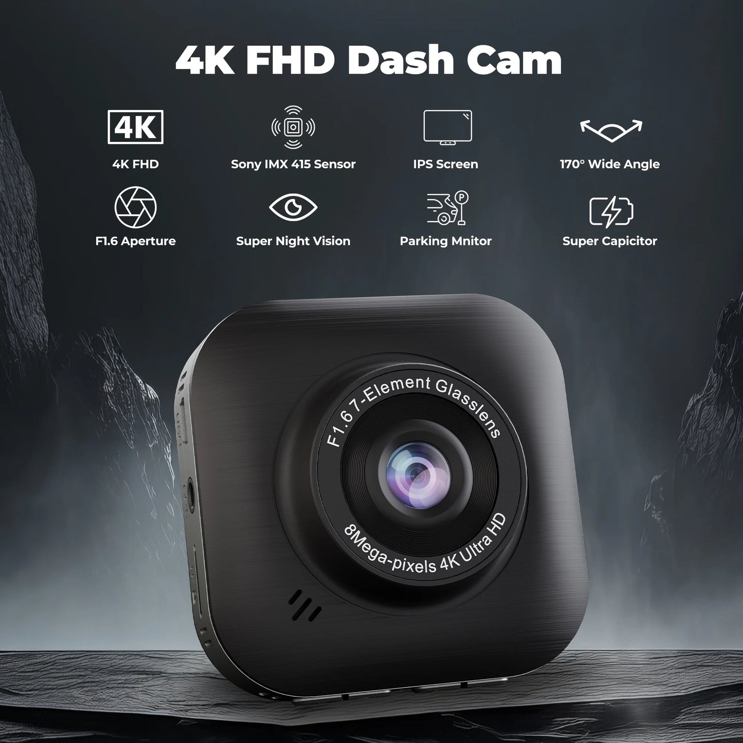 Tacklife 4K Car Dash Cam, Front Dashcam with Wifi & GPS, 2" IPS Screen, 170° Wide Angle, Loop and Emergency Recording, Parking Monitor, G-Sensor, WDR