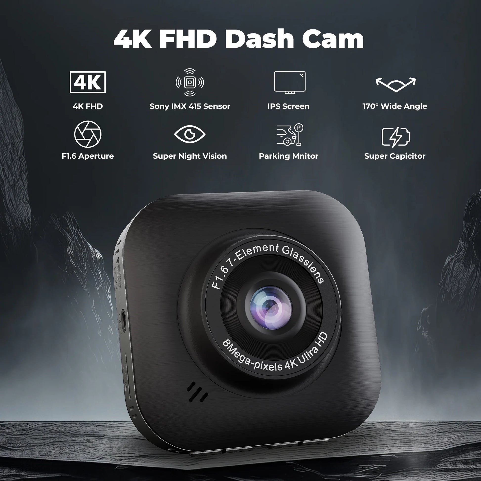 Tacklife 4K Car Dash Cam, Front Dashcam with Wifi & GPS, 2" IPS Screen, 170° Wide Angle, Loop and Emergency Recording, Parking Monitor, G-Sensor, WDR