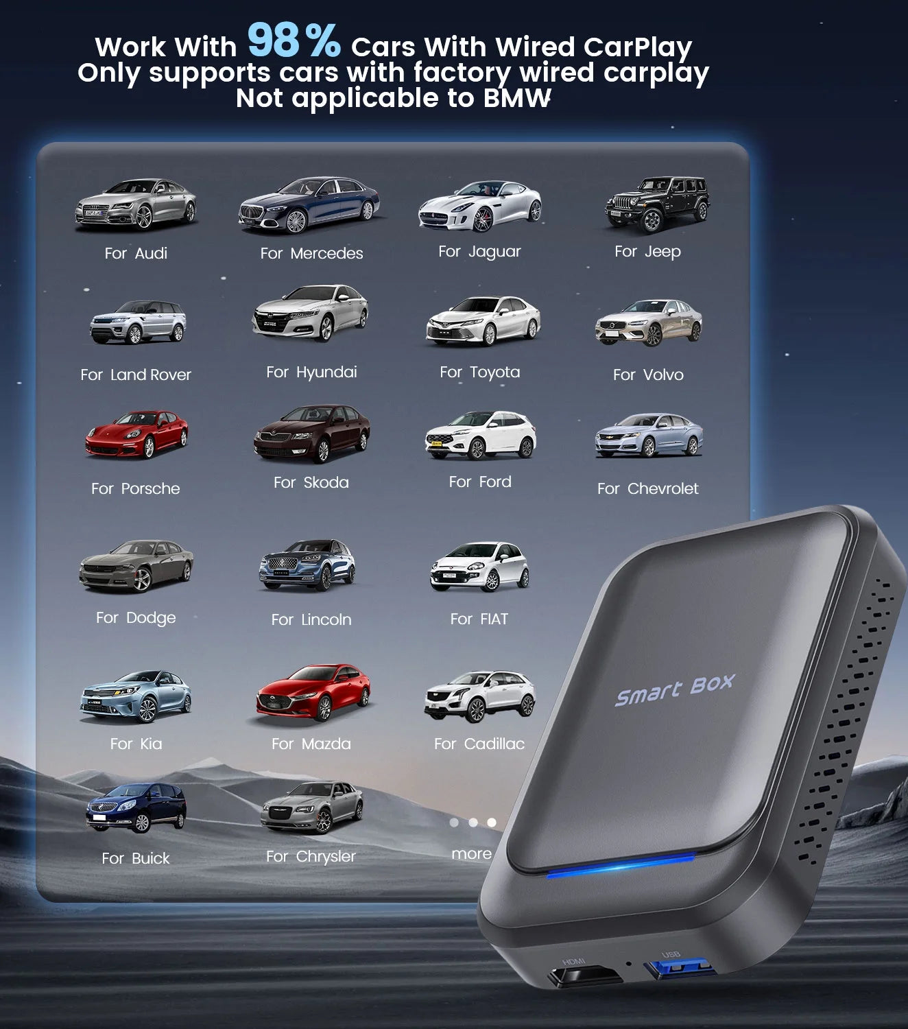 Wireless Carplay Adapter, Android Auto Adapter for Car with Google Play/Netflix/Youtube/Google Map, Grey