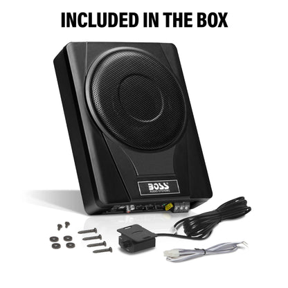 BASS8 8 Inch Powered under Seat Car Subwoofer – 800 Watts Max, Single 4 Ohm Voice Coil, Built-In Amp, Remote Subwoofer Control, Sold Individually
