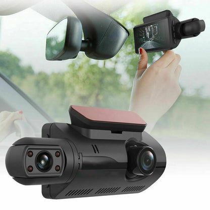 Universal 3'' LCD Car DVR 1080P HD Dash Cam Dual Lens Recorder Wide Angle Camera with Night Vision, G-Sensor, Crash Detection, Parking Monitor