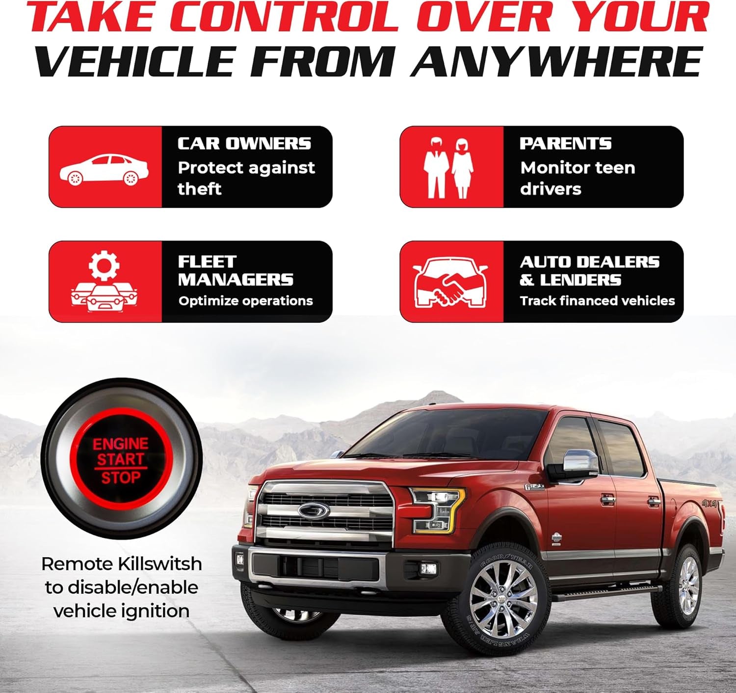 Hardwire 4G GPS Tracker with Kill Switch | Starter Disable GPS Tracking | Rental Car Companies | Turo | Fleets Battery Operated