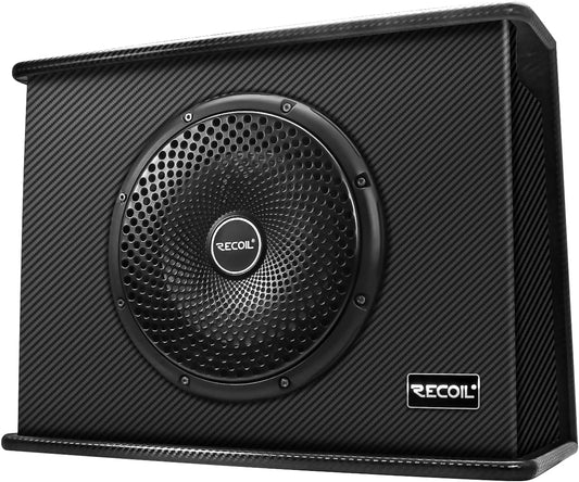 SWS10 10 Inch 600W Slim Active Ported Subwoofer Enclosure with Installation Wiring Kits and Line Output Converter/Line Driver
