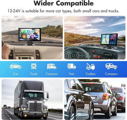 Portable Car Stereo, Wireless Apple Carplay&Android Auto, 9 Inch FHD Touchscreen Car Audio Receivers Bluetooth, Backup Camera, Voice Control, GPS Navi, Mirror Link, FM, AUX/USB/TF
