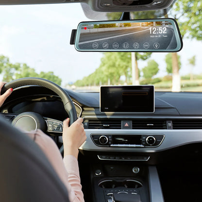 10 Inch Touch Screen Car Camera 10" Rearview Mirror FHD 1080P Dash DVR Cam Backup Camera Night Vision Front and Rear Dual Lens Video Recorder Reversing