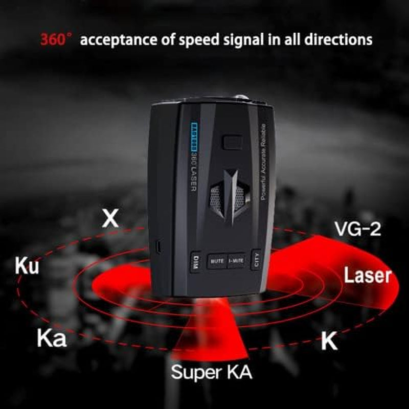 Radar Detector, Radar Detector for Cars, Prompt Speed, City/Road Mode, 360-Degree Detection Strategy Radar Detector Kit with LED Display (BLAK1), 103Mmx65Mmx28Mm