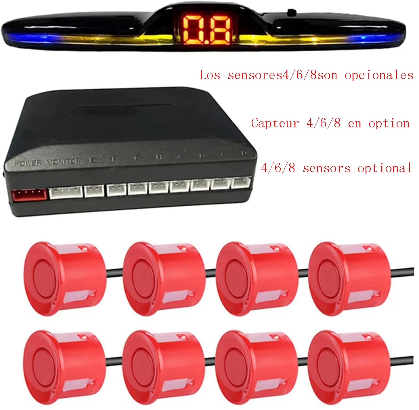 Multiple Radar Parking Sensor Kit Backlight Park Tronic LED Display System Backup Monitor Detector Assistant 4/6/8 Radar Sensor