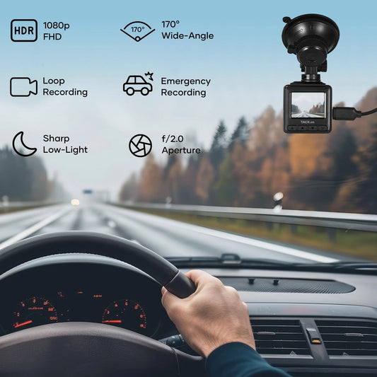 Car Dash Cam, 1080P Full HD Dash Camera, 1.5" LCD Screen, 170° Wide Angle, Emergency and Loop Recording, Parking Monitor, Night Vision,G-Sensor, WDR