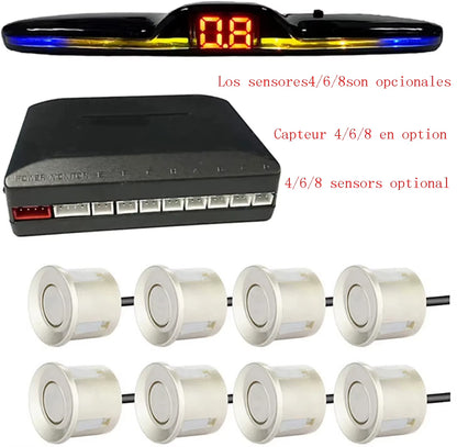 Multiple Radar Parking Sensor Kit Backlight Park Tronic LED Display System Backup Monitor Detector Assistant 4/6/8 Radar Sensor