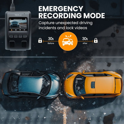 Tacklife Dash Cam Front and Rear, 1080P Full HD Dash Camera with Night Vision, GPS, Emergency Recording, 24H Parking Monitor, 1.5" Mini LCD Screen, 170° Wide Angle, WDR, G-Sensor