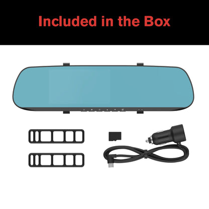 (2 Pack)  Roadcam Mirror 1080P Mirror Mount Dash Cam, Universal Compatibility with Smart G-Sensor, 4.7" Monitor, Adjustable Lens, Wide Angle View, BT533147