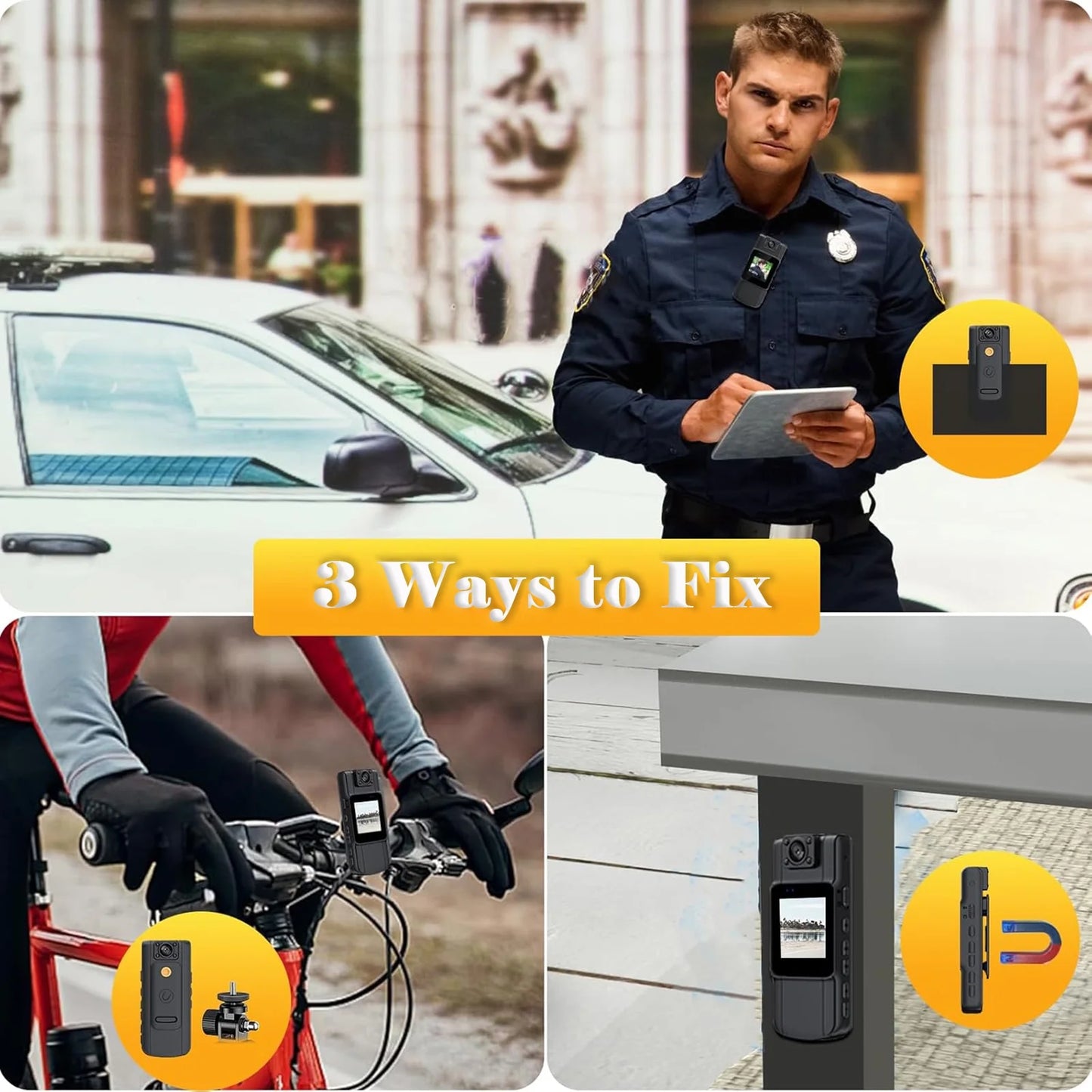 128GB 180° Rotate Mini Body Camera - 1080P Wearable Camcorder with Night Vision - Long Battery Life Audio Video Camera for Daily Records