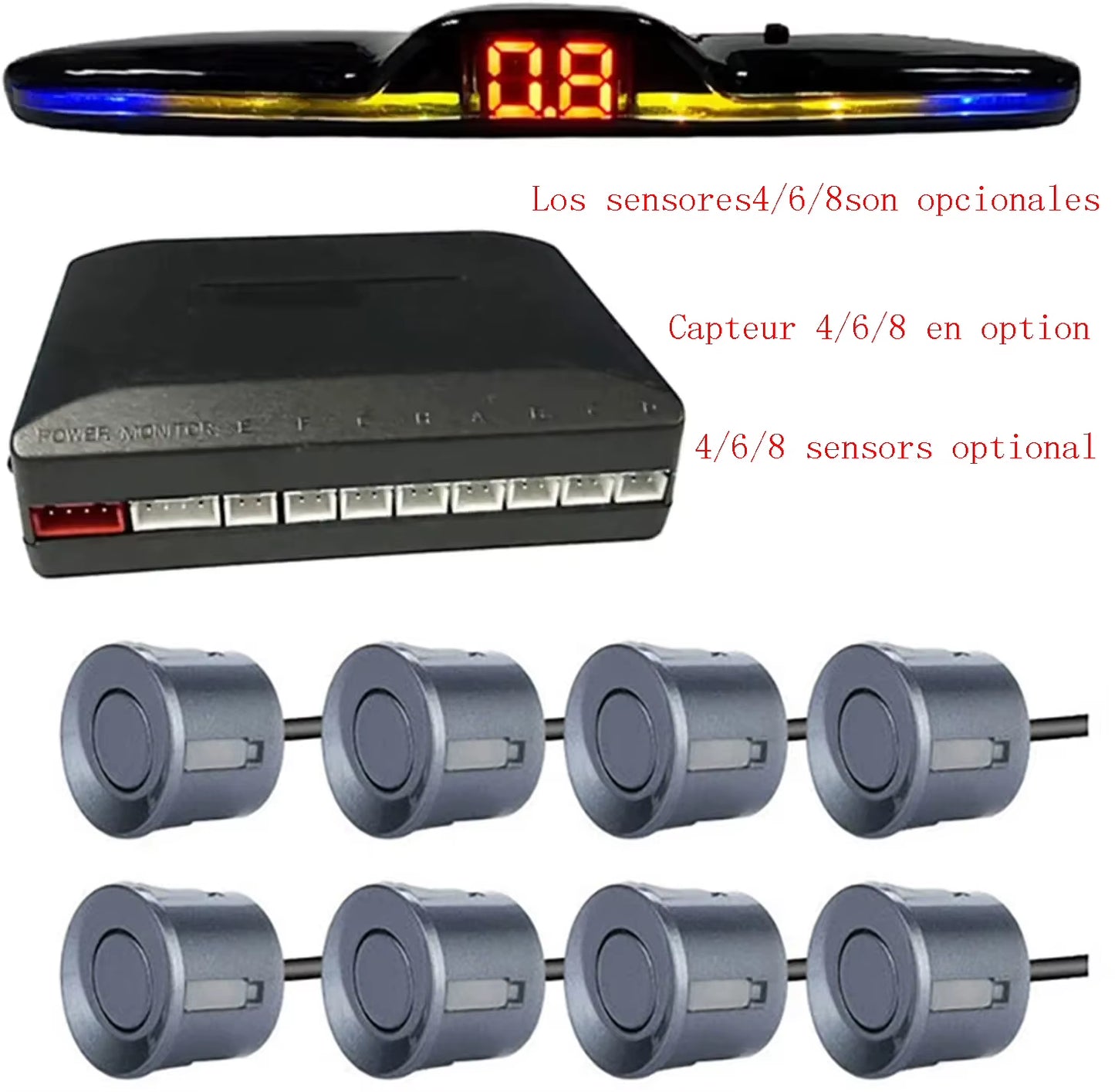Multiple Radar Parking Sensor Kit Backlight Park Tronic LED Display System Backup Monitor Detector Assistant 4/6/8 Radar Sensor