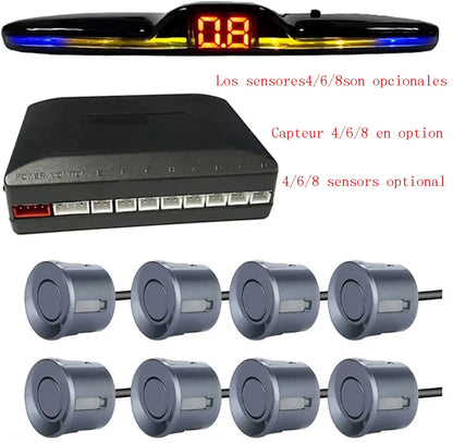 Multiple Radar Parking Sensor Kit Backlight Park Tronic LED Display System Backup Monitor Detector Assistant 4/6/8 Radar Sensor