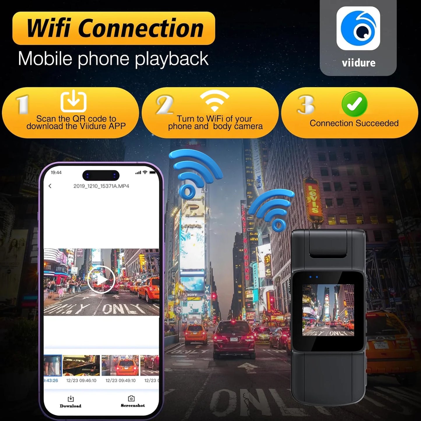 128GB 180° Rotate Mini Body Camera - 1080P Wearable Camcorder with Night Vision - Long Battery Life Audio Video Camera for Daily Records