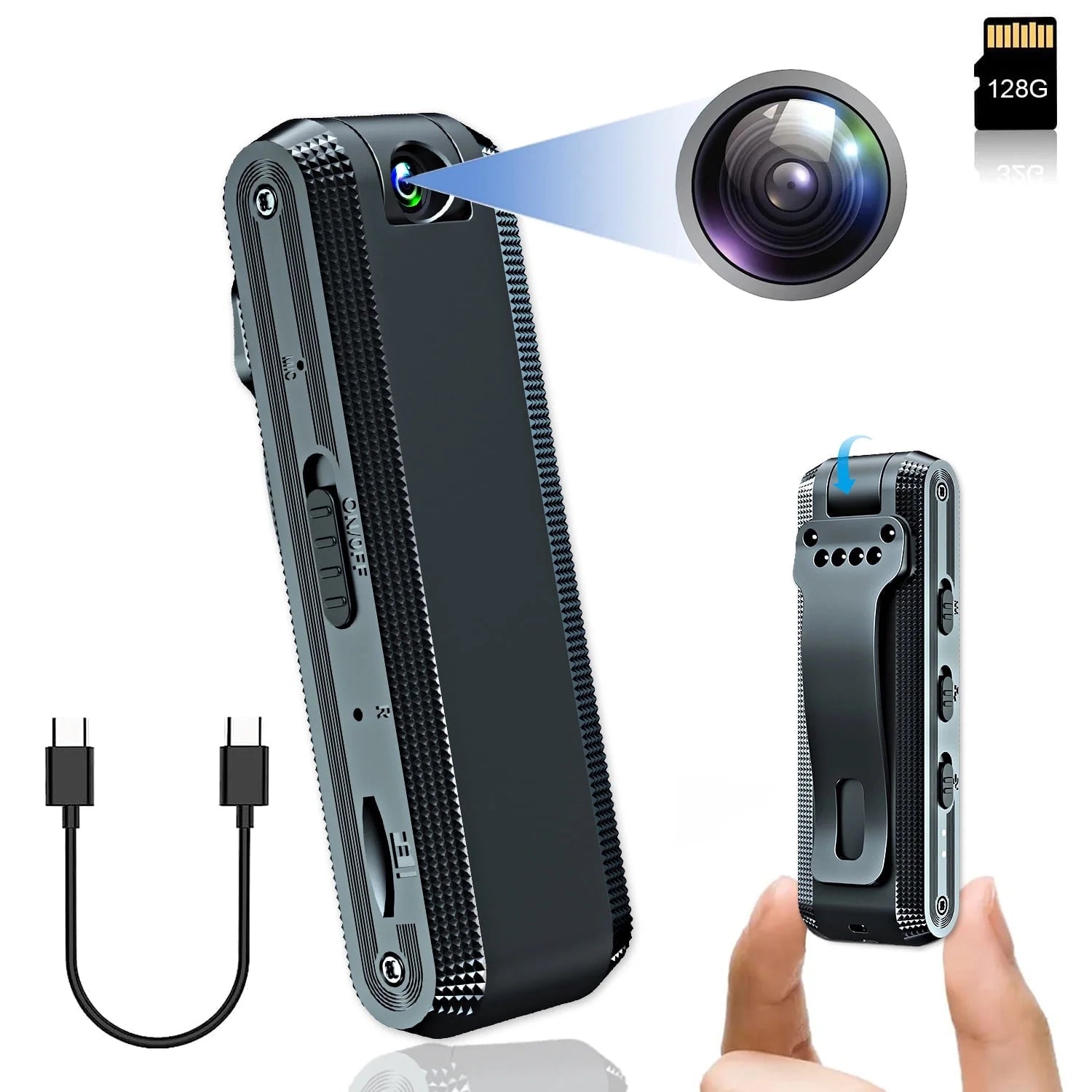 Small Body Camera 1080P Full HD ,Mini Body Camera with 128GB Memory Card,Premium Portable Body Camera with Night Vision and Motion Detection Wearable for Office, Law Enforcement, Security Guard